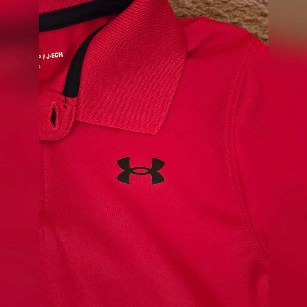 Under Armour Kids Red And Grey  Polo Shirt Size 7 And Xs - Picture 4 of 8